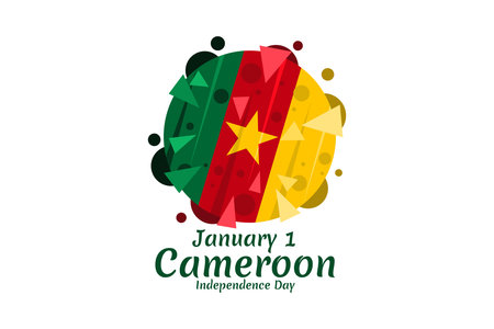 January 1, Independence day of Cameroon vector illustration. Suitable for greeting card, poster and banner.のイラスト素材