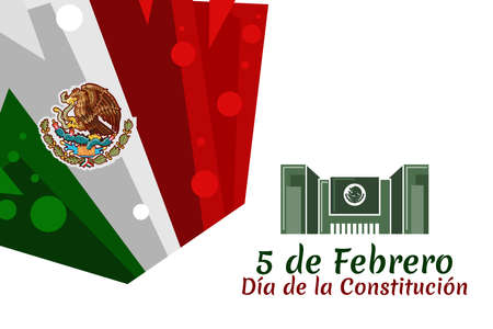 Happy Constitution Day of Mexico.
Translation: February 5.Constitution Day. National holiday of Mexico Vector illustration. Suitable for greeting card, poster and banner.のイラスト素材