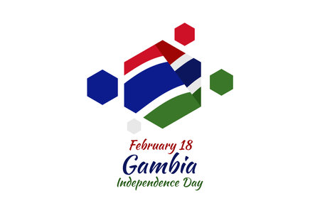 February 18, Independence Day of Gambia vector illustration. Suitable for greeting card, poster and bannerのイラスト素材