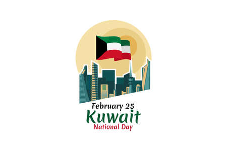 February 25. Independence day of Kuwait vector illustration. Suitable for greeting card, poster and banner.のイラスト素材