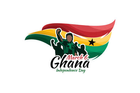 March 6, Independence Day of Ghana vector illustration. Suitable for greeting card, poster and banner.のイラスト素材