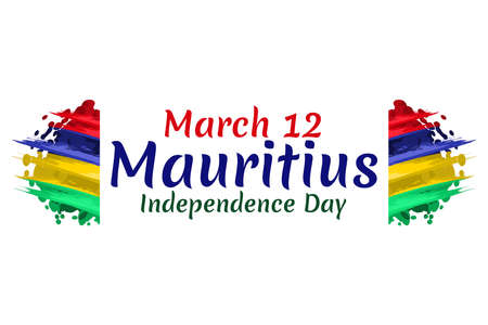 March 12, Independence Day of Mauritius vector illustration. Suitable for greeting card, poster and banner.のイラスト素材