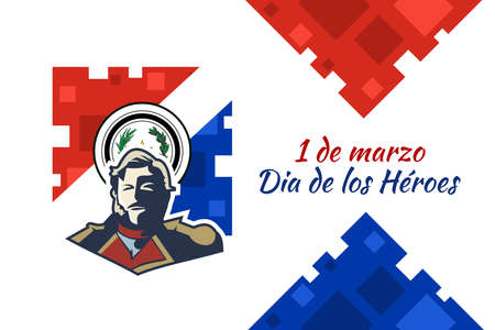Translation: March 1, Heroes Day. Heroes day of Paraguay vector illustration. Suitable for greeting card, poster and bannerのイラスト素材
