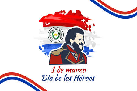 Translation: March 1, Heroes Day. Heroes day of Paraguay vector illustration. Suitable for greeting card, poster and bannerのイラスト素材