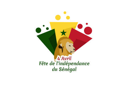 Translation: April 4, Independence day of Senegal. Happy Independence day vector illustration. Suitable for greeting card, poster and banner.のイラスト素材