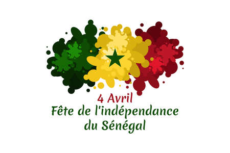 Translation: April 4, Independence day of Senegal. Happy Independence day vector illustration. Suitable for greeting card, poster and banner.のイラスト素材