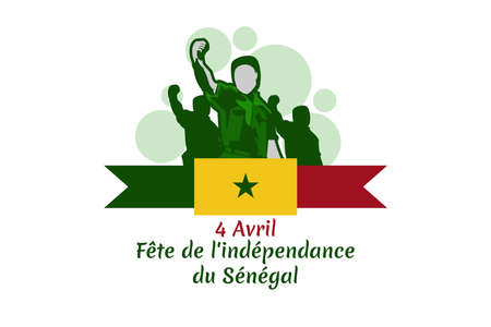Translation: April 4, Independence day of Senegal. Happy Independence day vector illustration. Suitable for greeting card, poster and banner.のイラスト素材