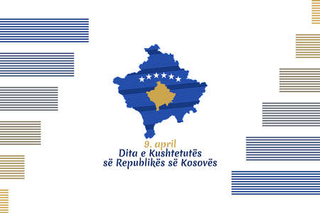 Translation: April 9, Constitution Day of Kosovo vector illustration. Suitable for greeting card, poster and bannerのイラスト素材