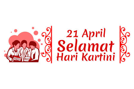 Translation: April 21, Happy Kartini Day. Vector Illustration. Suitable for greeting card, poster and banner.のイラスト素材
