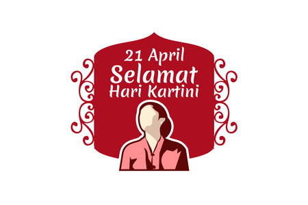 Translation: April 21, Happy Kartini Day. Vector Illustration. Suitable for greeting card, poster and banner.のイラスト素材