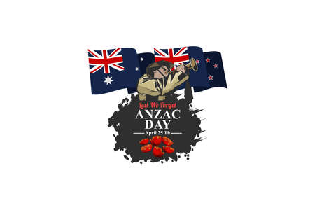 April 25, "Lest We Forget". Happy Anzac Day Vector Illustration. Suitable for greeting card, poster and banner.のイラスト素材