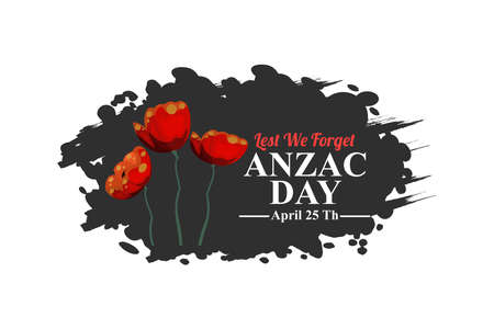 April 25, "Lest We Forget". Happy Anzac Day Vector Illustration. Suitable for greeting card, poster and banner.のイラスト素材