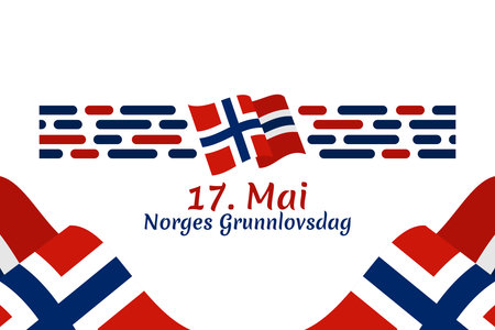 Translation: May 17, Norwegian Constitutional Day. Vector Illustration. Suitable for greeting card, poster and banner.のイラスト素材