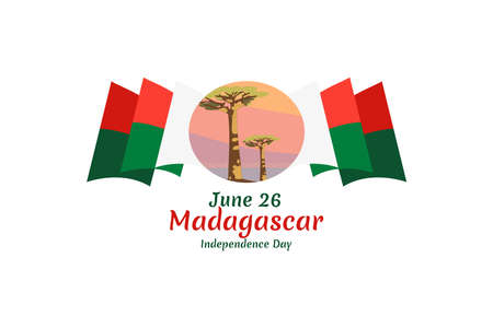 June 26 Independence Day of Madagascar vector illustration. Suitable for greeting card, poster and banner.のイラスト素材