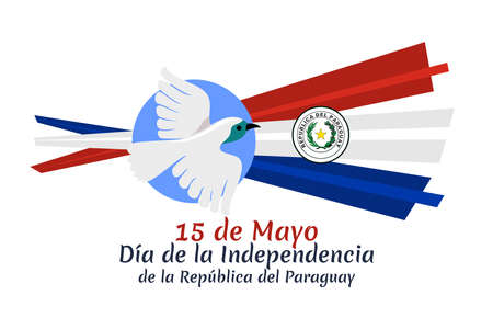 Translation: May 15, Independence Day of Republic of Paraguay. Independence day of Paraguay vector illustration. Suitable for greeting card, poster and bannerのイラスト素材