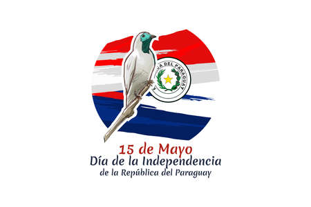 Translation: May 15, Independence Day of Republic of Paraguay. Independence day of Paraguay vector illustration. Suitable for greeting card, poster and bannerのイラスト素材