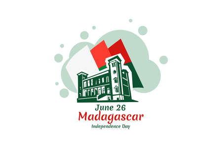June 26 Independence Day of Madagascar vector illustration. Suitable for greeting card, poster and banner.のイラスト素材
