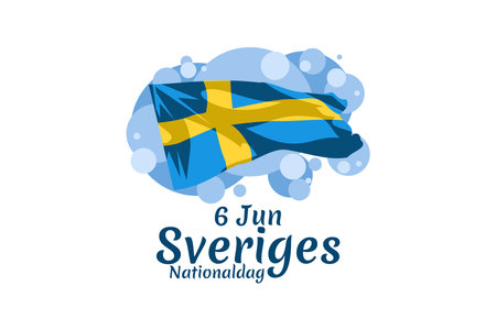 Translation: June 6, National Day. Happy Sweden National Day (Sveriges nationaldag) Vector Illustration. Suitable for greeting card, poster and bannerのイラスト素材