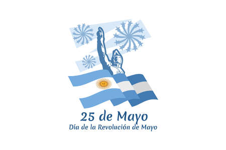 Translation: May 25, May Revolution Day. DÃ­a de la RevoluciÃ³n de Mayo. May Revolution of Argentina vector illustration. Suitable for greeting card, poster and bannerのイラスト素材