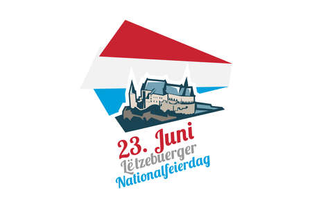 Translation: June 23, National Day. National day of Luxembourg vector illustration. Suitable for greeting card, poster and banner.のイラスト素材