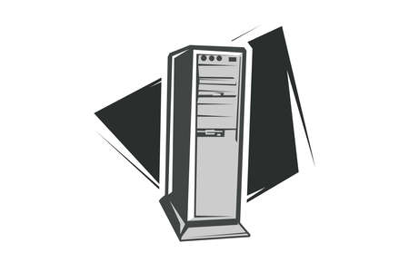 simple Central Processing Unit (cpu) icon vector illustration. Vector PC CPU cabinet Illustration.のイラスト素材