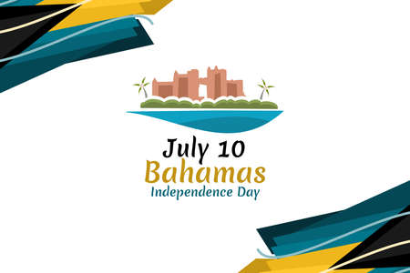 July 10, Independence Day of Bahamas vector illustration. Suitable for greeting card, poster and banner.のイラスト素材