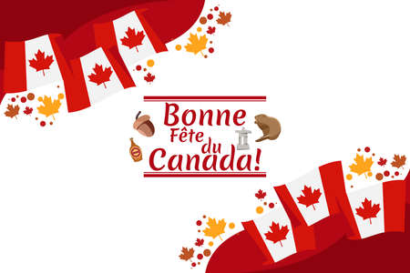 Translate: Happy Canada Day! Happy Canada Day (fÃªte du Canada) Maple Leaf Vector Illustration. Suitable for greeting card, poster and banner.のイラスト素材
