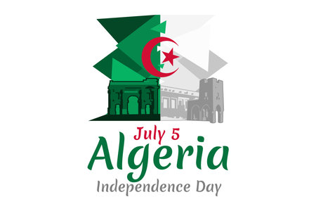 Fifth of July. Independence Day of Algeria vector illustration. Suitable for greeting card, poster and banner.のイラスト素材