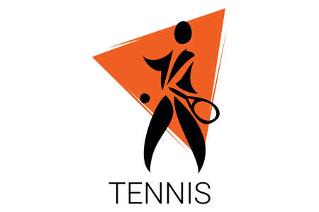 Tennis sport vector line icon. sportman, equipment sign. sport pictogram illustration.のイラスト素材