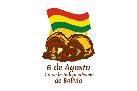 Translate: August 6, Independence day. Independence day of Bolivia  vector illustration. Suitable for greeting card, poster and banner.のイラスト素材