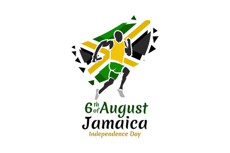 August 6, Independence day of Jamaica vector illustration. Suitable for greeting card, poster and banner.のイラスト素材