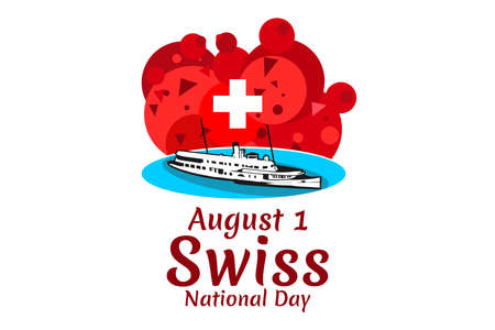 August 1, Swiss national day vector illustration. Suitable for greeting card, poster and banner.のイラスト素材