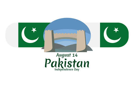 August 14, Happy Pakistan Independence Day vector illustration. Suitable for greeting card, poster and bannerのイラスト素材