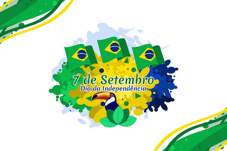 Translate: September 7, Independence Day. Independence of Brazil vector illustration. Suitable for greeting card, poster and banner.のイラスト素材