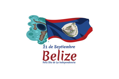 Translation: September 21, Belize, Happy Independence day. Happy Independence Day of Belize vector illustration. Suitable for greeting card, poster and banner.のイラスト素材