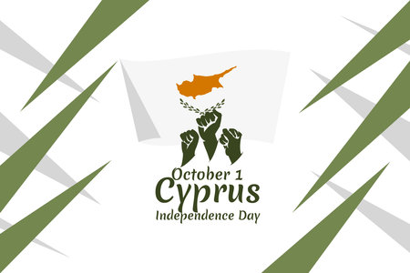 October 1, Independence day of Cyprus vector illustration. Suitable for greeting card, poster and banner.のイラスト素材