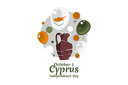 October 1, Independence day of Cyprus vector illustration. Suitable for greeting card, poster and banner.のイラスト素材