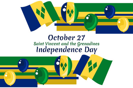 October 27, Independence Day of Saint Vincent and the Grenadines vector illustration. Suitable for greeting card, poster and banner.のイラスト素材
