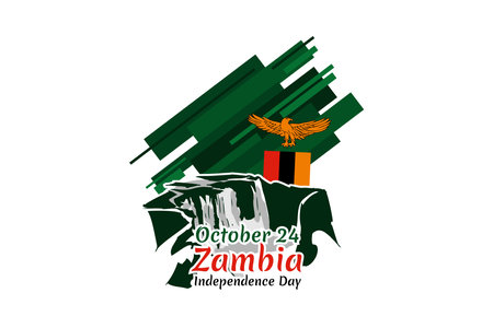 October 24, Independence Day of Zambia vector illustration. Suitable for greeting card, poster and banner.のイラスト素材