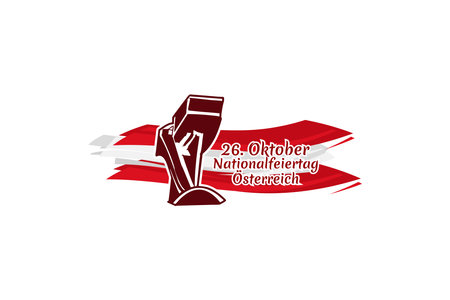 Translation: October 26, National Day. Happy National holiday of Austria vector illustration. Suitable for greeting card, poster and banner.のイラスト素材
