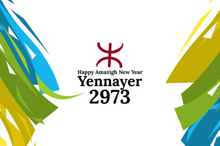 Happy New Amazigh Year. Yennayer 2973. Suitable for greeting card, poster and banner.のイラスト素材