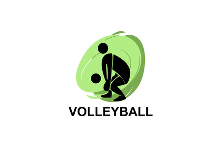 volleyball sport vector line icon. an athlete playing volleyball. sport pictogram, vector illustration.のイラスト素材
