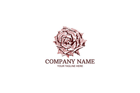 Rose flower Company logo vector illustration. suitable for herbal Company and natural logo. simple logo.のイラスト素材