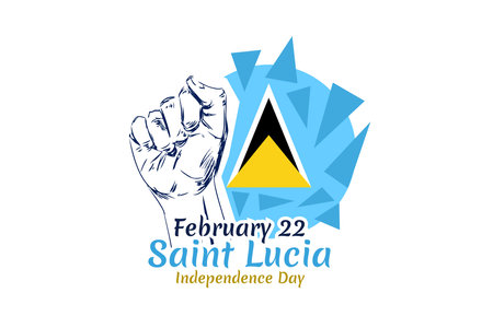 February 22, Independence Day of Saint Lucia vector illustration. Suitable for greeting card, poster and bannerのイラスト素材
