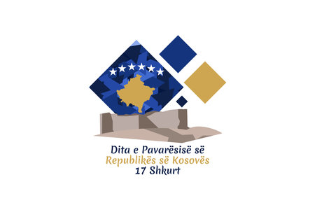 Translation: Independence Day of Kosovo, February 17. vector illustration. Suitable for greeting card, poster and bannerのイラスト素材