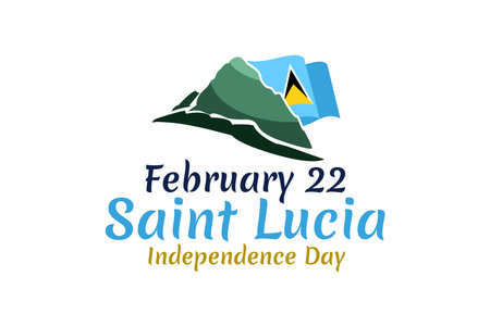February 22, Independence Day of Saint Lucia vector illustration. Suitable for greeting card, poster and bannerのイラスト素材