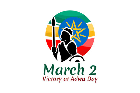 March 2, Victory at Adwa Day. Public holidays in Ethiopia vector illustration.  Suitable for greeting card, poster and banner.のイラスト素材