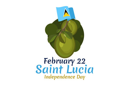 February 22, Independence Day of Saint Lucia vector illustration. Suitable for greeting card, poster and bannerのイラスト素材