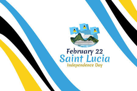 February 22, Independence Day of Saint Lucia vector illustration. Suitable for greeting card, poster and bannerのイラスト素材