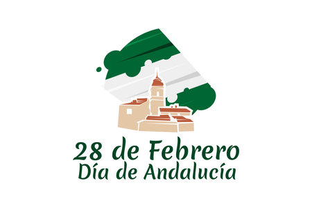 Translation: February 28, Andalusia Day vector illustration. Suitable for greeting card, poster and bannerのイラスト素材
